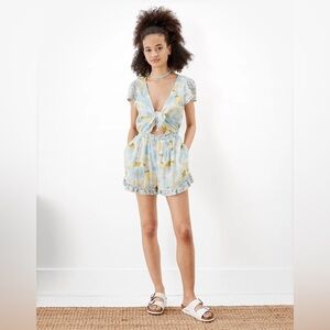 NWT American Ealge Floral Cut-Out Tie-Front Romper Women's Size L